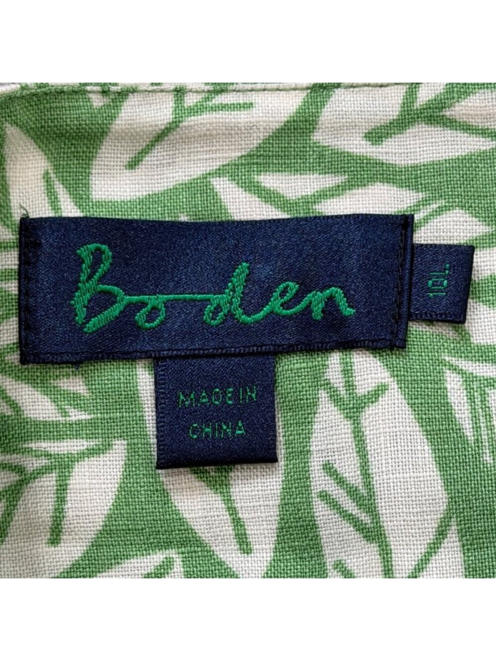 Boden Womens 10L Linen Skirt Green White Leaf Print A-Line Midi Summer - Picture 3 of 8
